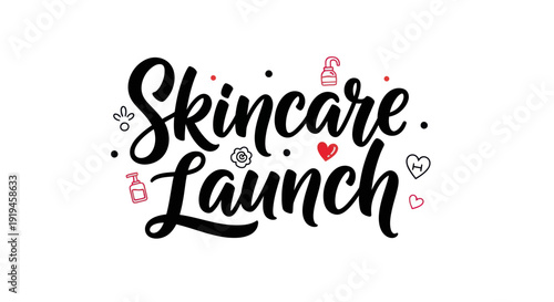 Skincare launch text graphic
