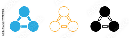 Three variations of molecular structure icons