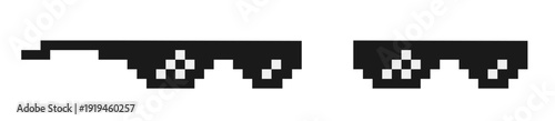 Pixel art: black and white retro space invaders icons.