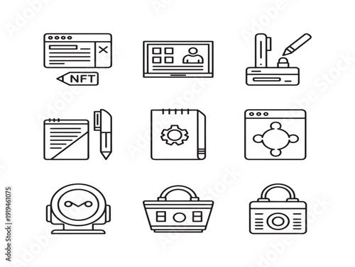 Modern NFT digital art line collection for beautiful virtual asset designs