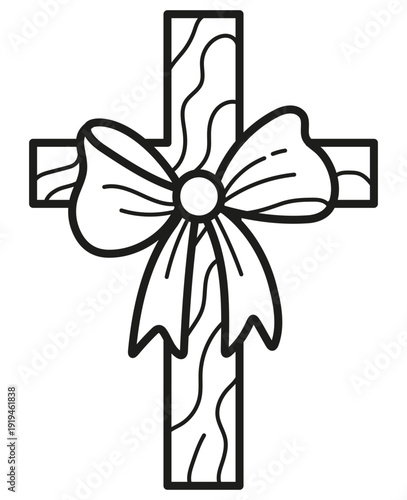 Silueta de cruz con un moño