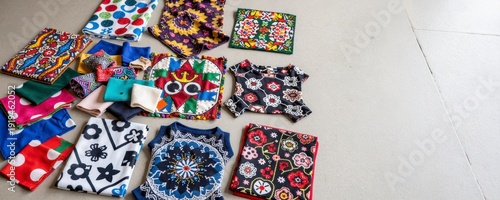 Wallpaper Mural Upcycled Fashion Editorial with Colourful Discarded Fabrics, Sustainable Textile Design, Creative Reuse and Waste Reduction Concept with material Torontodigital.ca