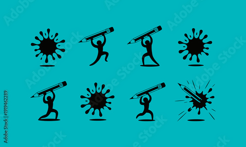 Illustrative depiction of battling misinformation and the spread of viruses with writing tools high quality