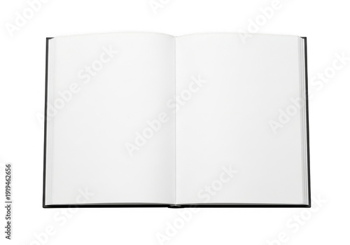 Open blank book pages isolated on transparent background