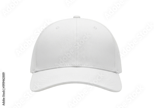 White baseball cap with curved brim isolated on transparent background