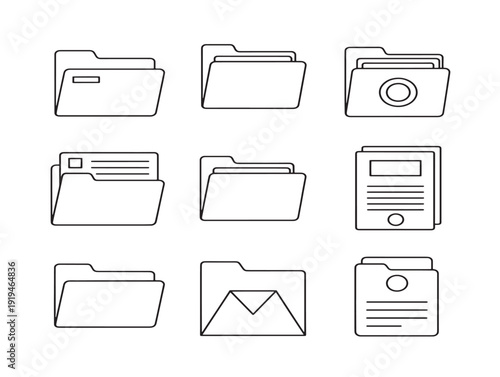 Modern folder archive outline icon with organized concept