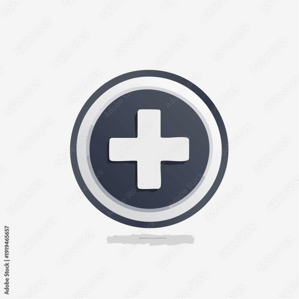 Obraz premium Add icon, plus symbol, medical cross sign, healthcare symbol, and interface element