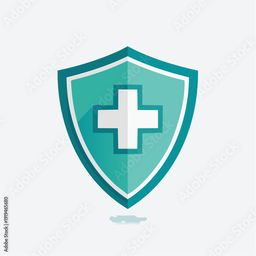 Shield with a Medical Cross Symbol Representing Health and Safety