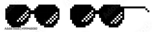 Pixel art: meme sunglasses thug life style.