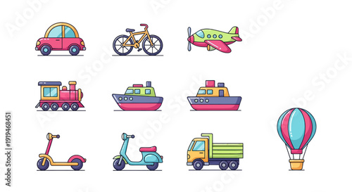 Colorful transportation vector illustrations
