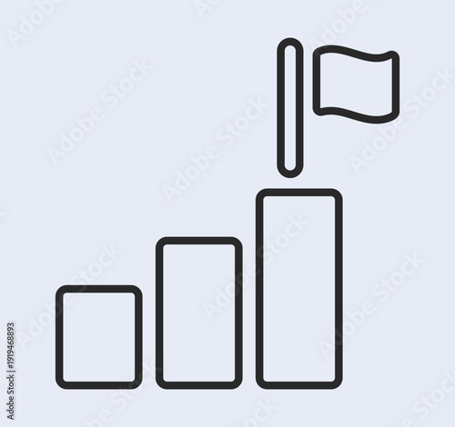 Ascending bar graph with flag symbolizing success.