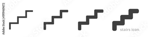 Staircase icon set: minimalist step designs.