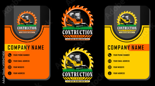 modern excavator bulldozer logo template for company