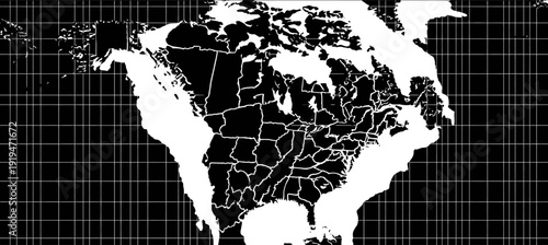 Outline map of North and South America including states and countries Educational geographical visual aid for clear detailed representation