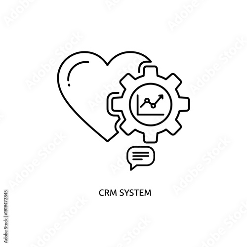 CRM System Simple Outline Line Icon Minimal Vector Design