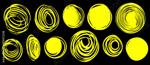 Yellow highlighter circle vector abstract hand drawn circles design element creative circle illustration.