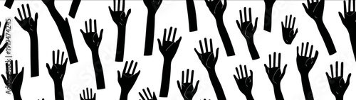 Hand reaching line drawing illustration diverse hands raised expressing unity positivity Perfect for educational materials social campaigns_1
