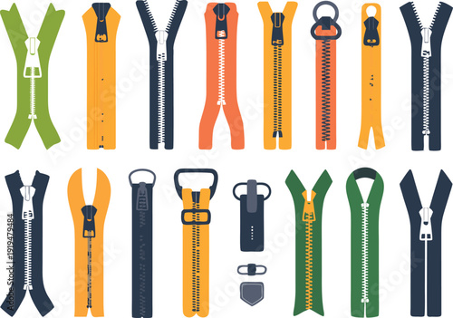Set of colorful carabiner hooks vector isolated on transparent bg