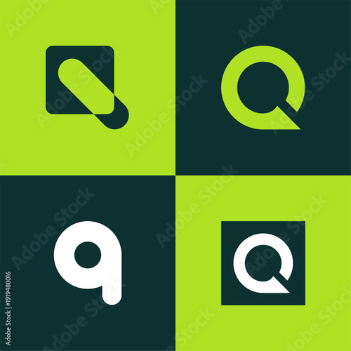 Minimalist Letter Q Logo Bundle Monogram Simple Modern Corporate Branding Identity Alphabet Typography Vector Set