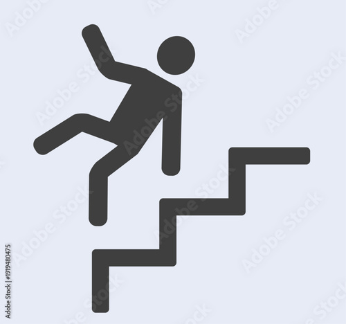 Person falling down stairs icon safety warning alert.