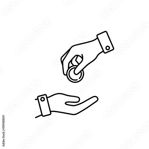 Dividend Payout Simple Outline Line Icon for Shareholder Profit Distribution