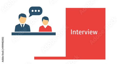 Job interview illustration depicting two people in conversation at a table