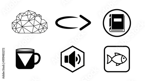 Cloud Data Transfer to Knowledge, Sound, and Food Icons