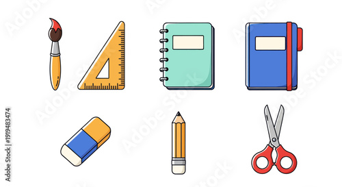 School supplies illustration on white