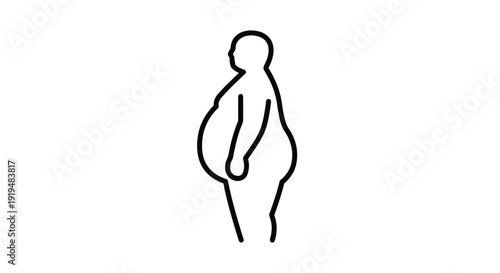 Simple line drawing depicting a human figure with a prominent belly