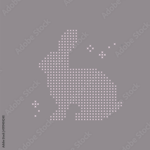 Cross Stitch Style Bunny Decorative Icon Element