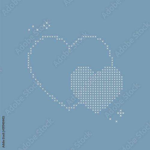 Cross Stitch Style Heart Decorative Icon Element