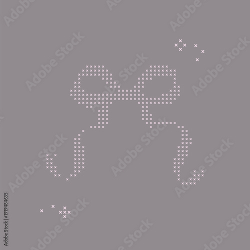 Cross Stitch Style Ribbon Decorative Icon Element
