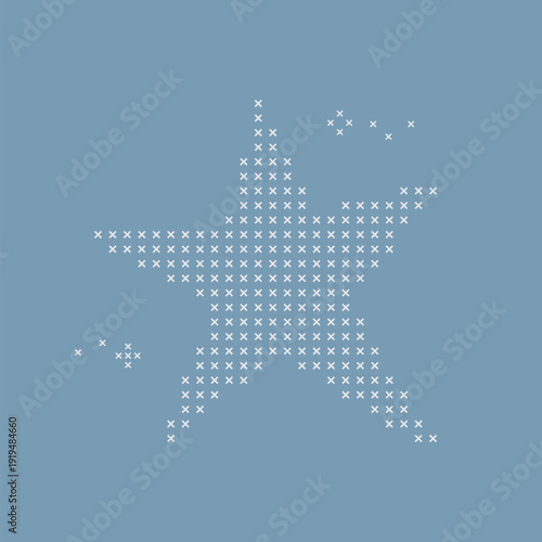 Cross Stitch Style Star Decorative Icon Element