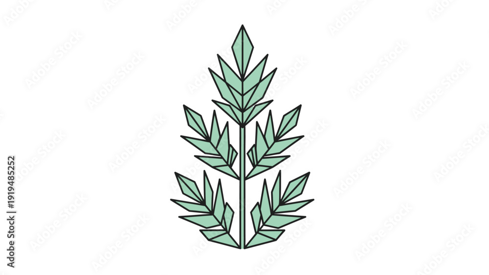 Obraz premium Geometric Leaf Branch Vector Illustration