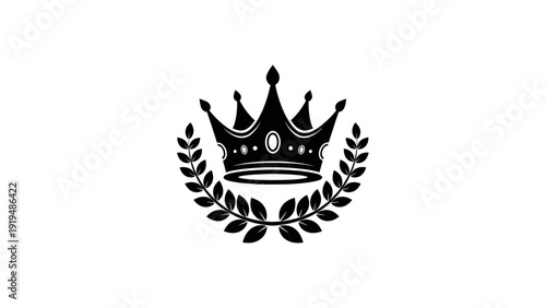 Royal Crown with Laurel Wreath Emblem - Symbol of Power, Victory, and Prestige
