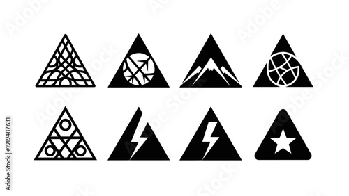 Set of Geometric Triangle Icons with Abstract Symbols and Icons Free Download Set of Geometric Triangle Icons with Abstract Symbols and Icons - GFXLoad
