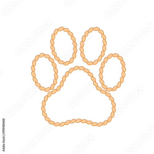 Braided Rope Paw Print isolated on white