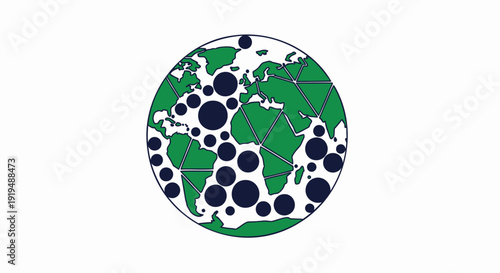 Vector illustration of globe with dark blue bubbles