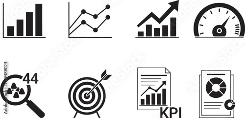 Business intelligence and data analysis dashboard icons