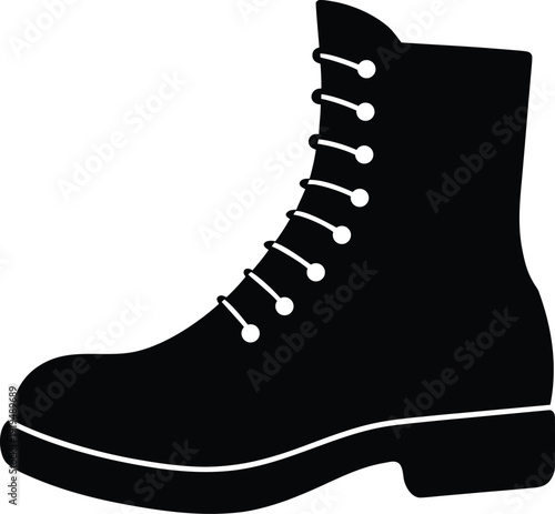 Combat Boots silhouette vector art Illustration