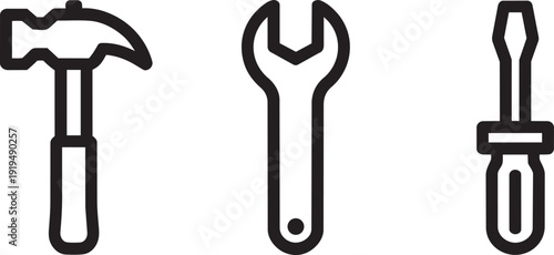 Hammer, wrench, and screwdriver. essential hand tools for repair and maintenance tasks