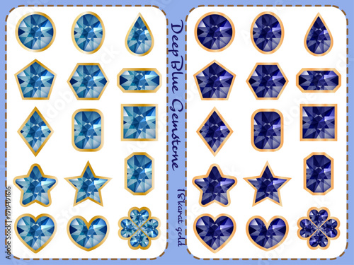 宝石■ゴールド×濃い青色の宝石セット