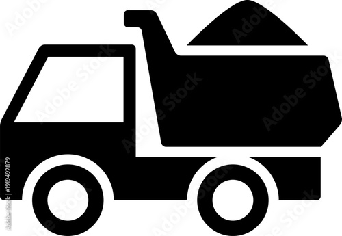 Black dump truck icon simple vector illustration for construction and transport concepts isolated on white background
