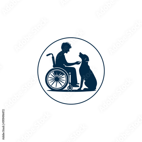 Disabled Person with Dog in Wheelchair.