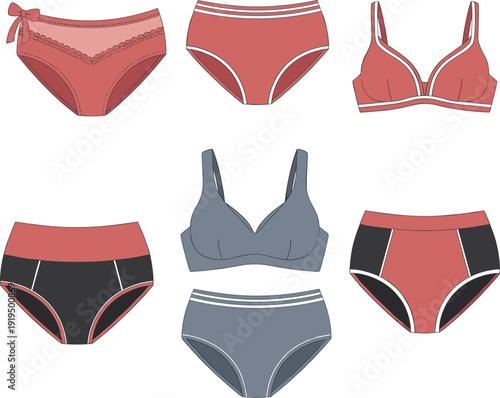 Collection of Womens Underwear and Bras in Various Styles and Colors lingerie panties
