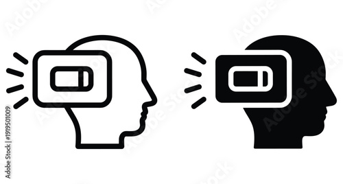 Silhouette of a person with a low battery symbol indicating mental tiredness and stress