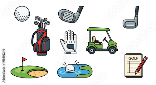Golfing equipment and accessories for playing golf outdoors recreational activities  golf