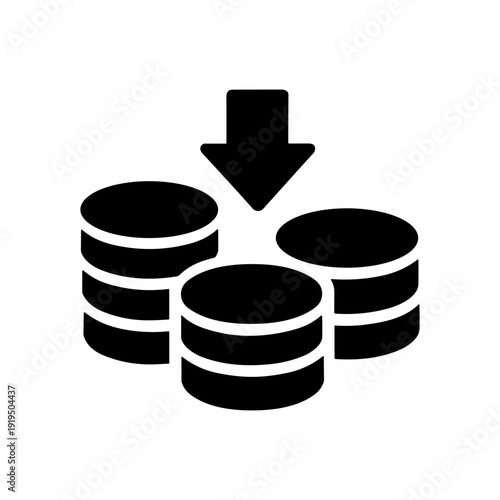 Solid black real estate interest rate and market fluctuation icon