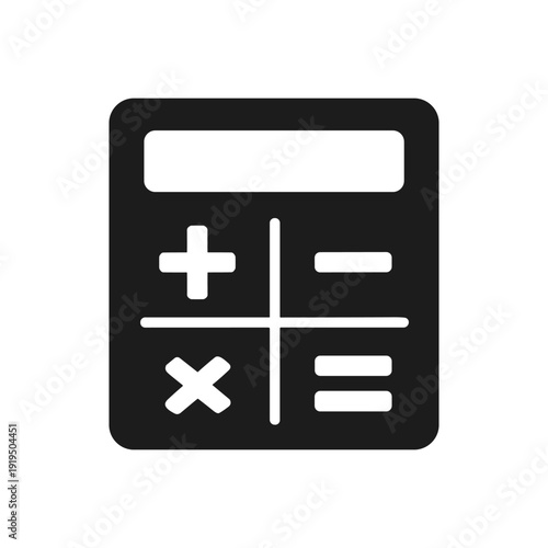 Solid black calculator and financial calculation icon