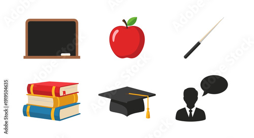 Collection of educational and school supplies icons